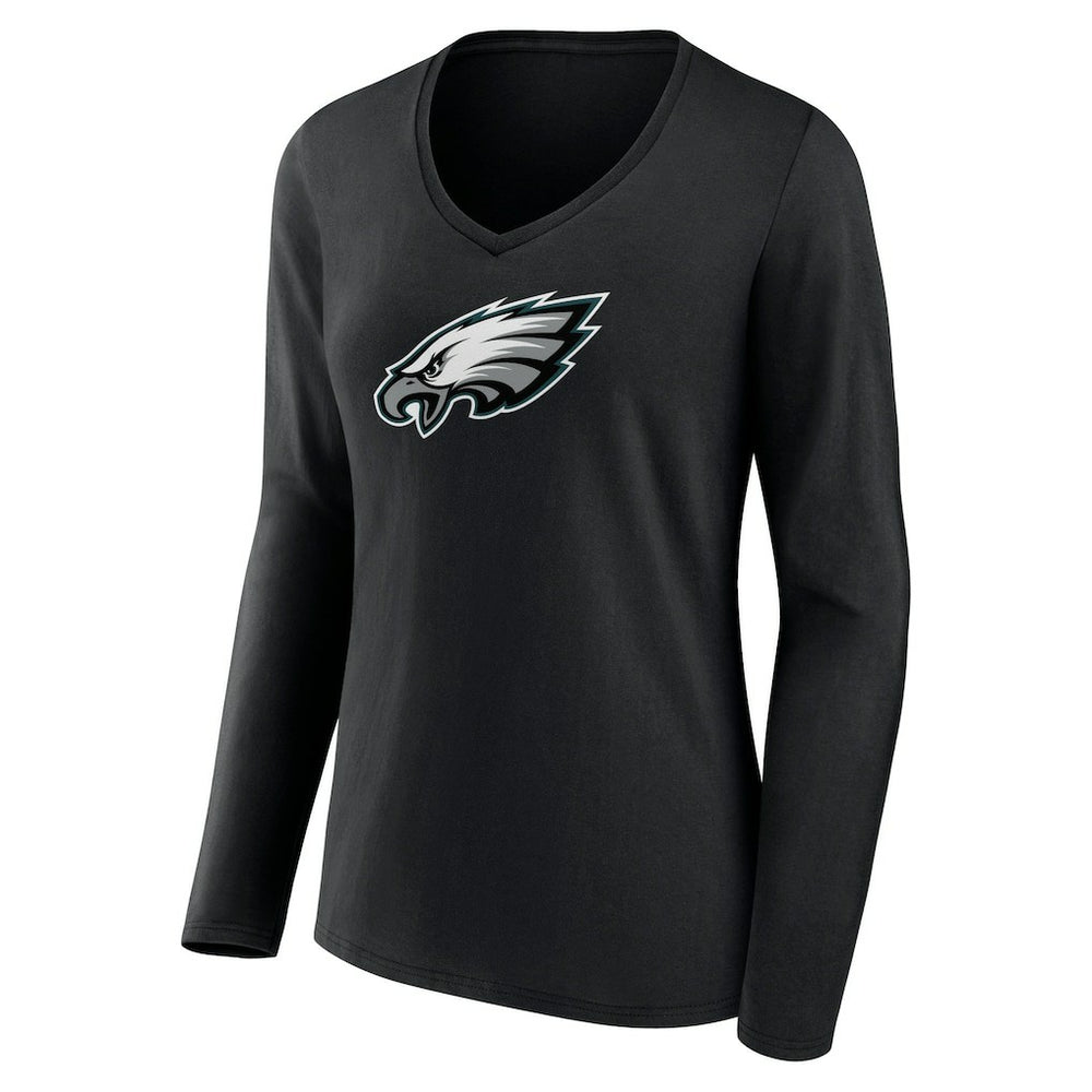 Women's Primary Team Logo Long Sleeve V-Neck T-Shirt - Philadelphia Eagles