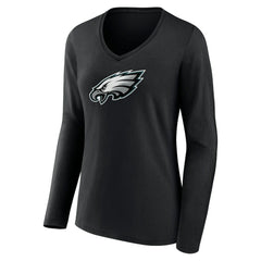 Women's Primary Team Logo Long Sleeve V-Neck T-Shirt - Philadelphia Eagles