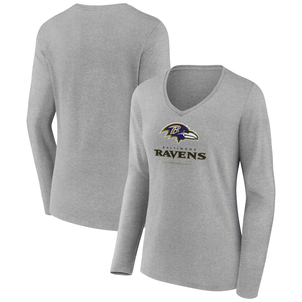 Women's Logo Team Lockup Long Sleeve V-Neck T-Shirt - Baltimore Ravens