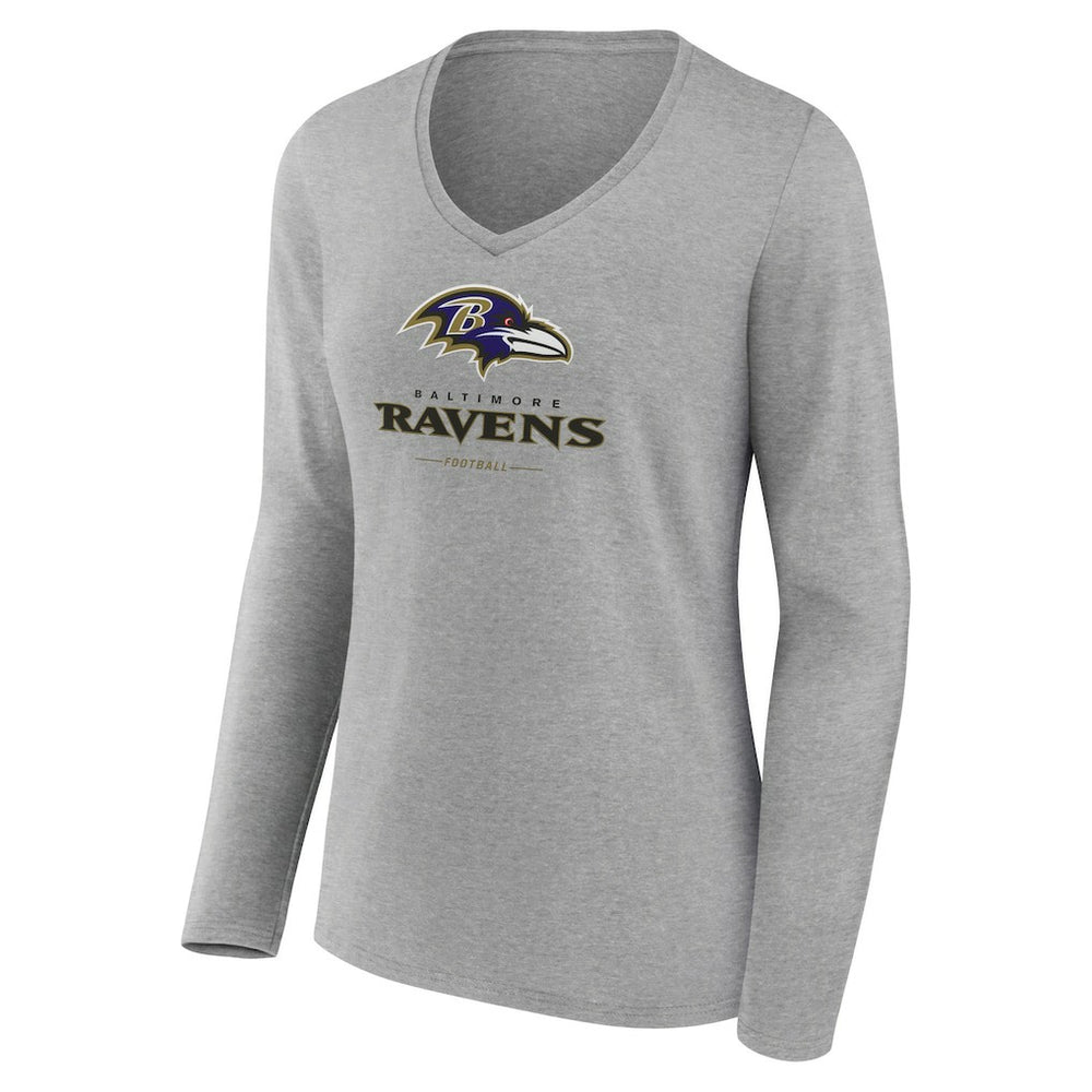 Women's Logo Team Lockup Long Sleeve V-Neck T-Shirt - Baltimore Ravens
