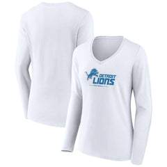 Women's Logo Team Lockup Long Sleeve V-Neck T-Shirt - Detroit Lions