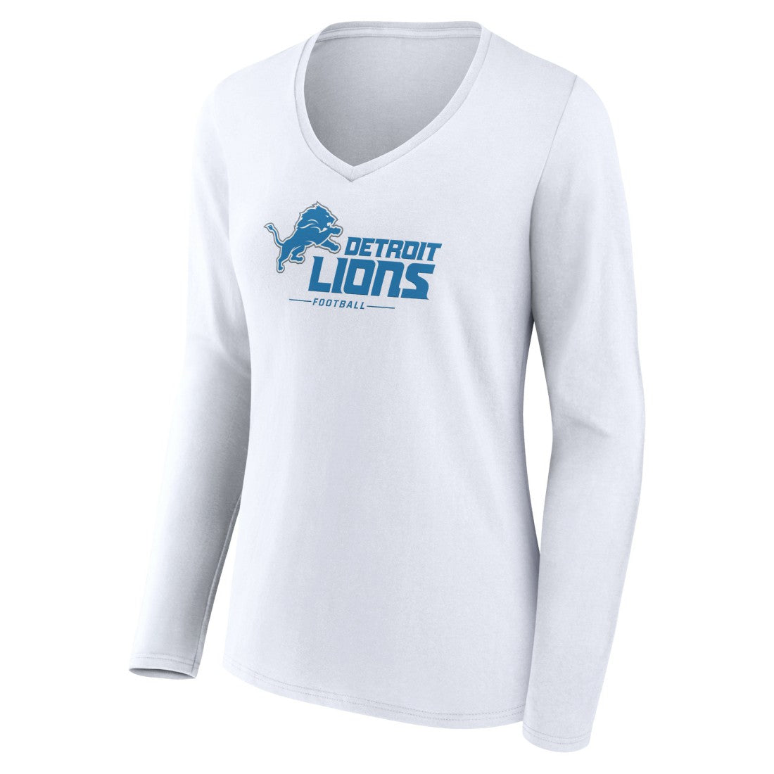 Women's Logo Team Lockup Long Sleeve V-Neck T-Shirt - Detroit Lions