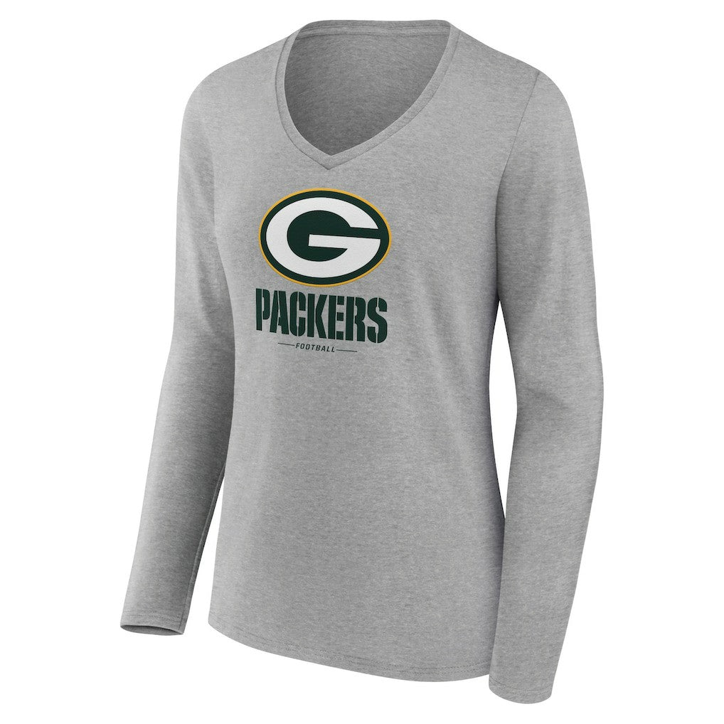 Women's Logo Team Lockup Long Sleeve V-Neck T-Shirt - Green Bay Packers