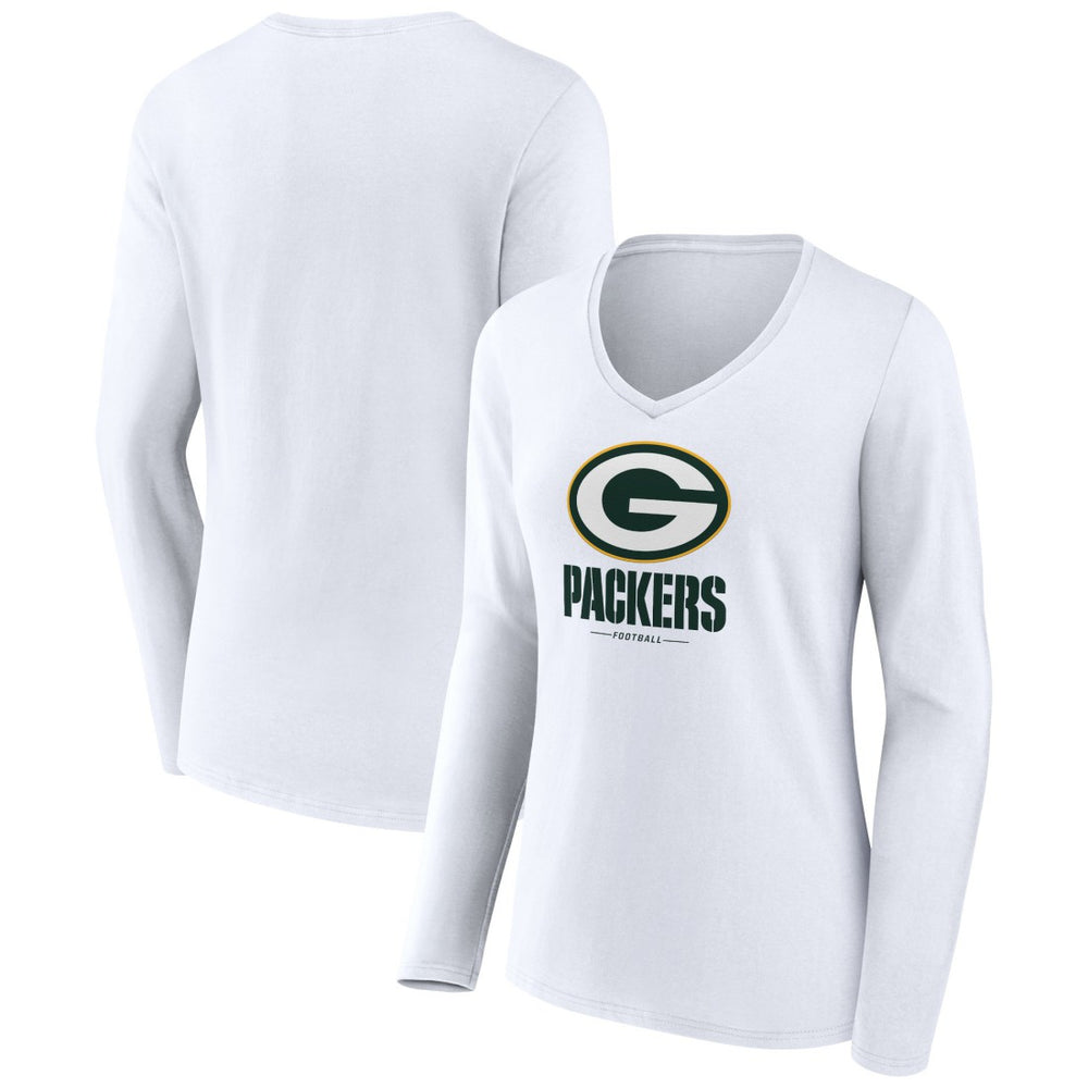 Women's Logo Team Lockup Long Sleeve V-Neck T-Shirt - Green Bay Packers