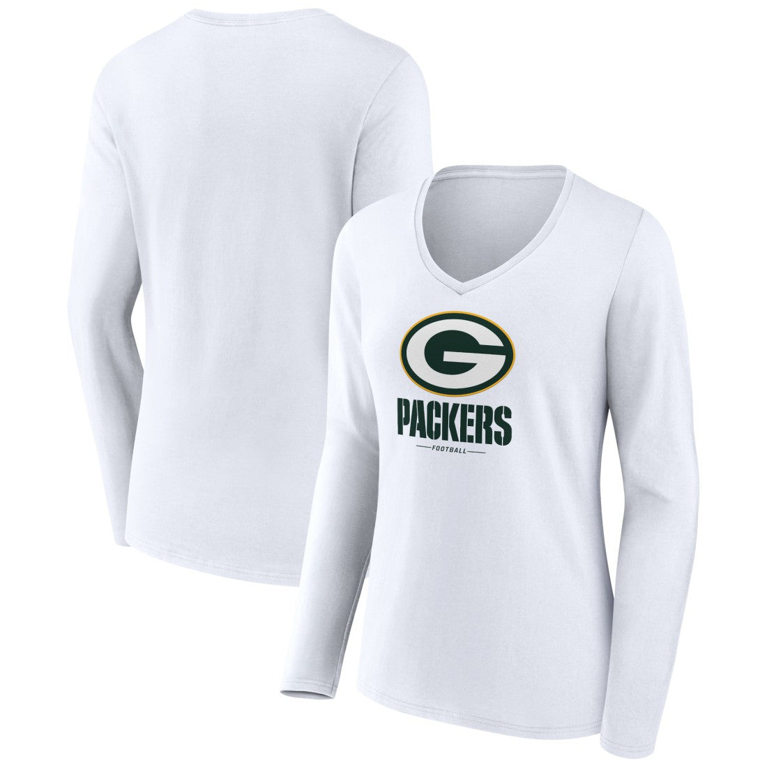 Women's Logo Team Lockup Long Sleeve V-Neck T-Shirt - Green Bay Packers