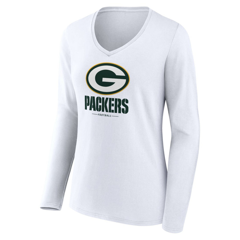Women's Logo Team Lockup Long Sleeve V-Neck T-Shirt - Green Bay Packers