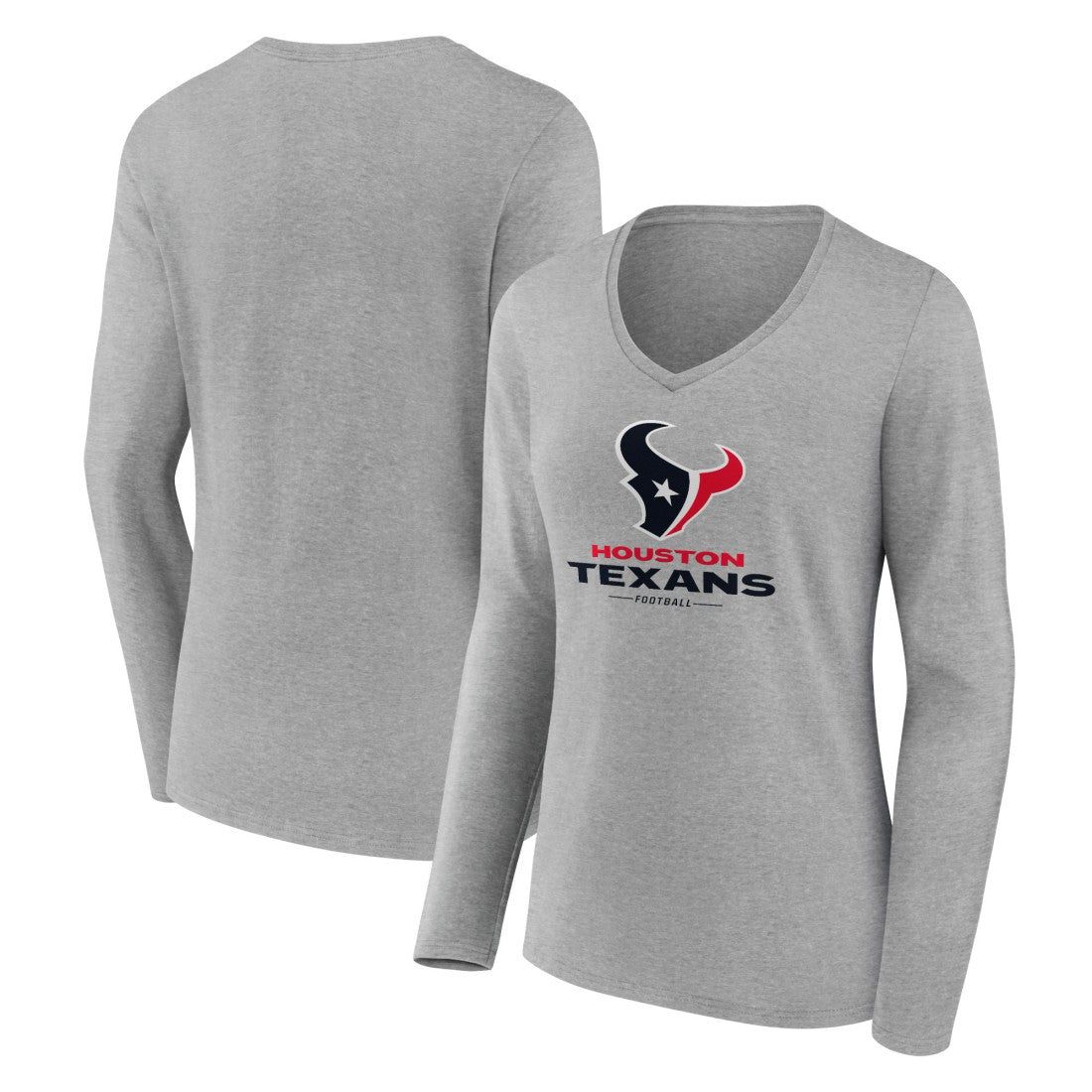 Women's Logo Team Lockup Long Sleeve V-Neck T-Shirt - Houston Texans