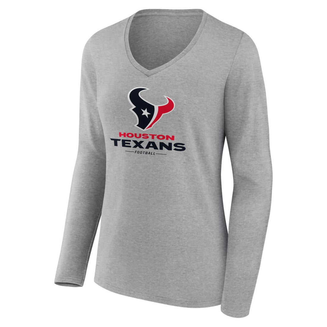 Women's Logo Team Lockup Long Sleeve V-Neck T-Shirt - Houston Texans