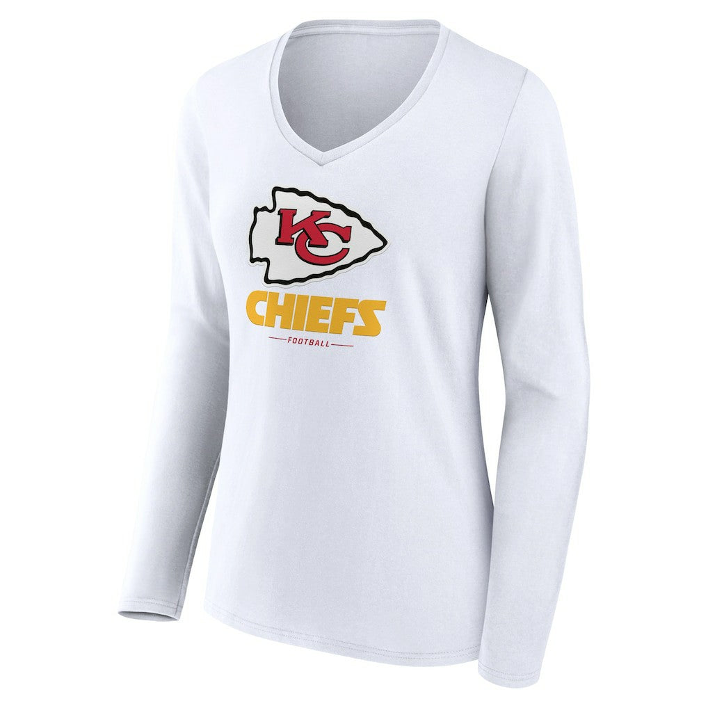 Women's Logo Team Lockup Long Sleeve V-Neck T-Shirt - Kansas City Chiefs