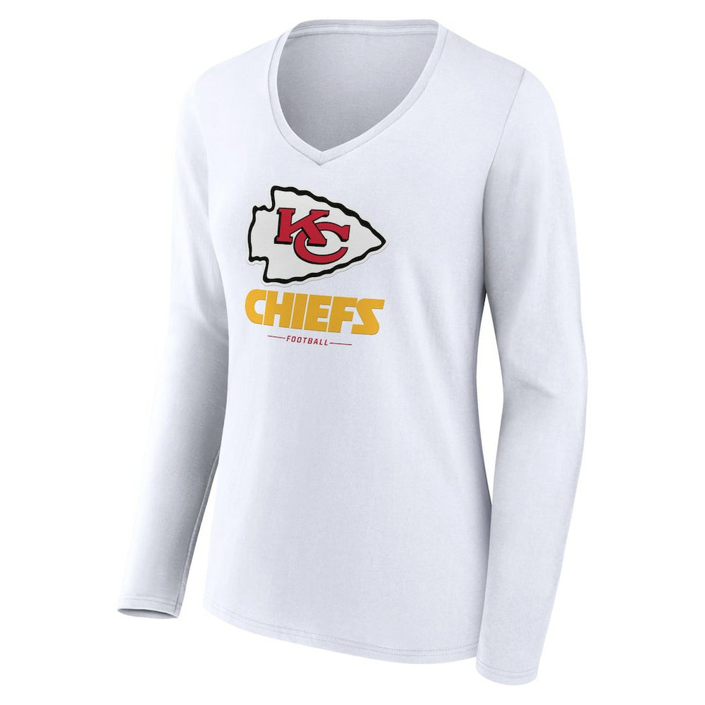 Women's Logo Team Lockup Long Sleeve V-Neck T-Shirt - Kansas City Chiefs