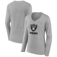 Women's Logo Team Lockup Long Sleeve V-Neck T-Shirt - Las Vegas Raiders