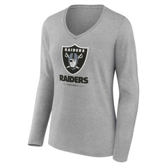Women's Logo Team Lockup Long Sleeve V-Neck T-Shirt - Las Vegas Raiders