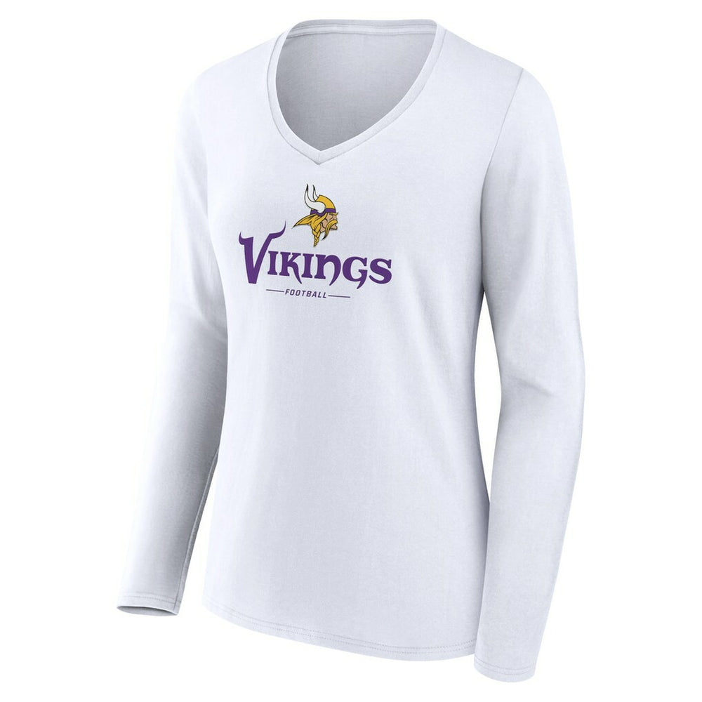 Women's Logo Team Lockup Long Sleeve V-Neck T-Shirt - Minnesota Vikings