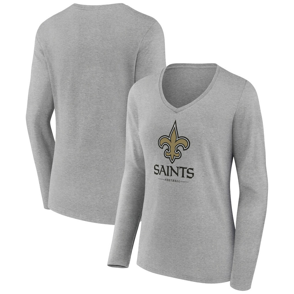 Women's Logo Team Lockup Long Sleeve V-Neck T-Shirt - New Orleans Saints