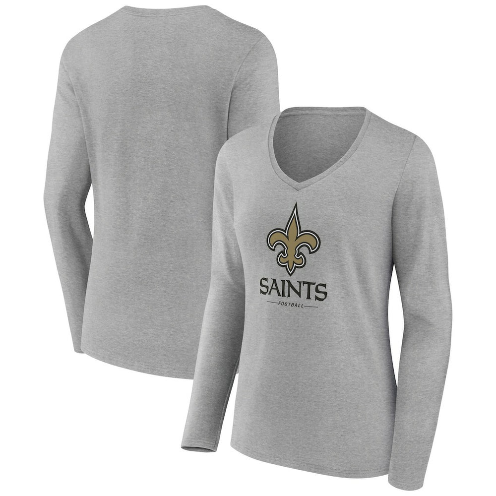 Women's Logo Team Lockup Long Sleeve V-Neck T-Shirt - New Orleans Saints