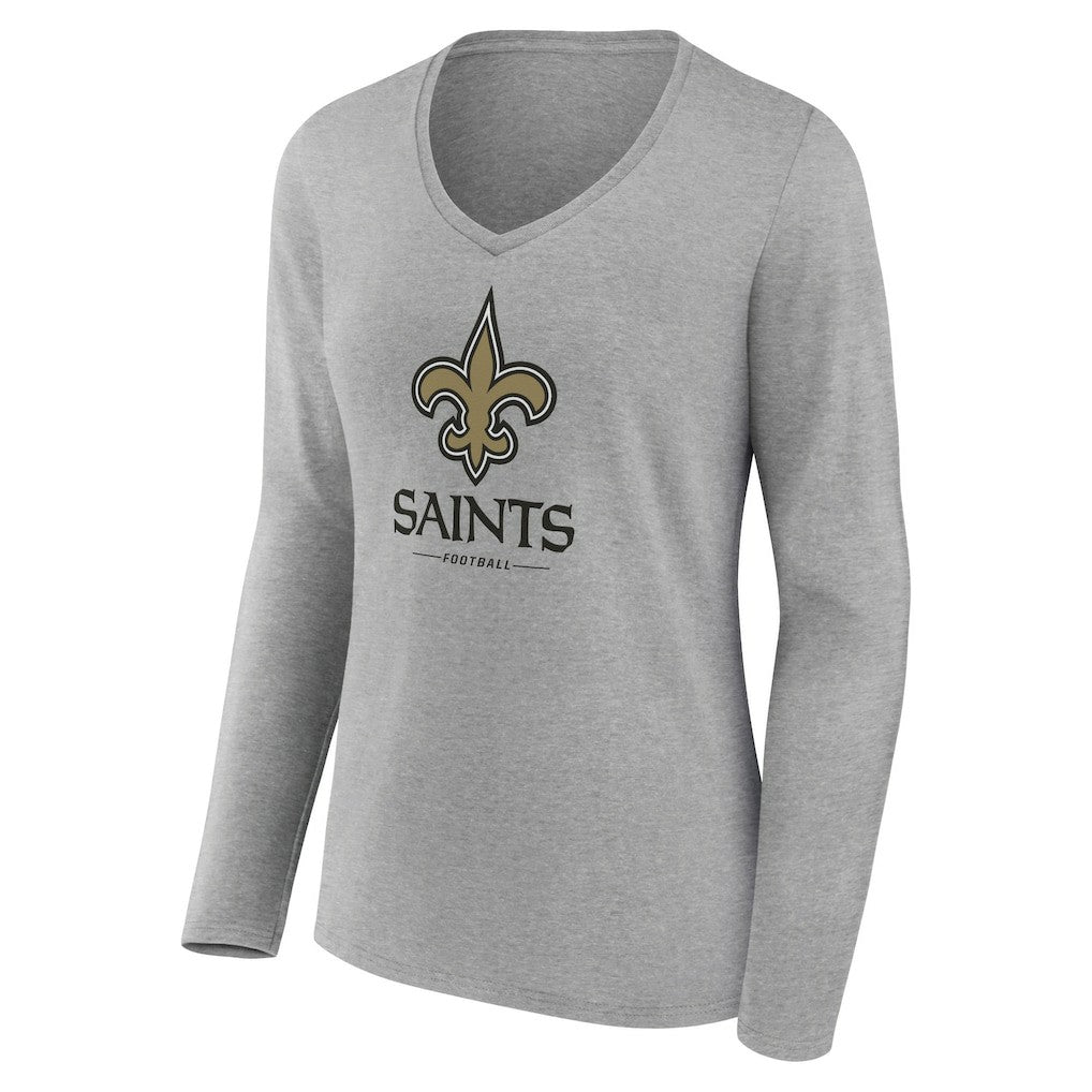 Women's Logo Team Lockup Long Sleeve V-Neck T-Shirt - New Orleans Saints
