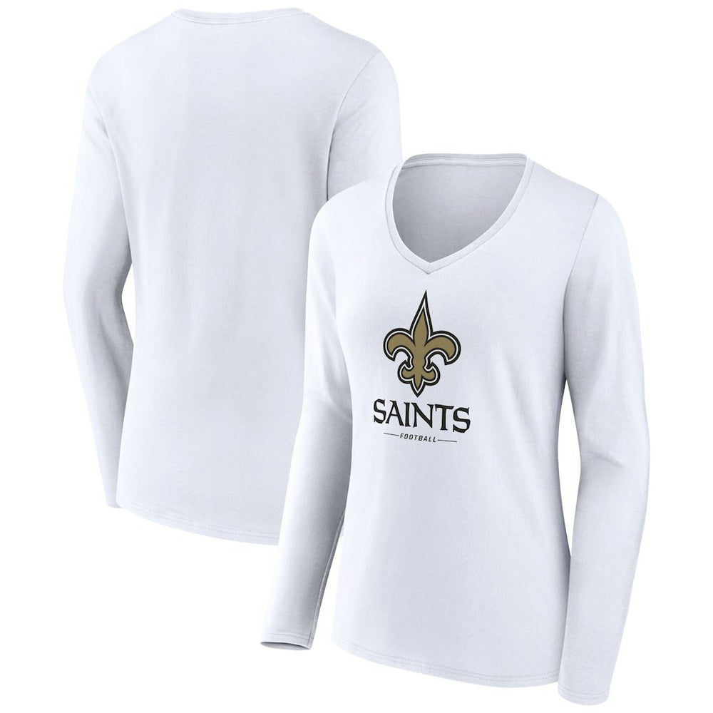Women's Logo Team Lockup Long Sleeve V-Neck T-Shirt - New Orleans Saints