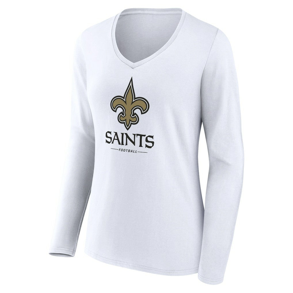 Women's Logo Team Lockup Long Sleeve V-Neck T-Shirt - New Orleans Saints