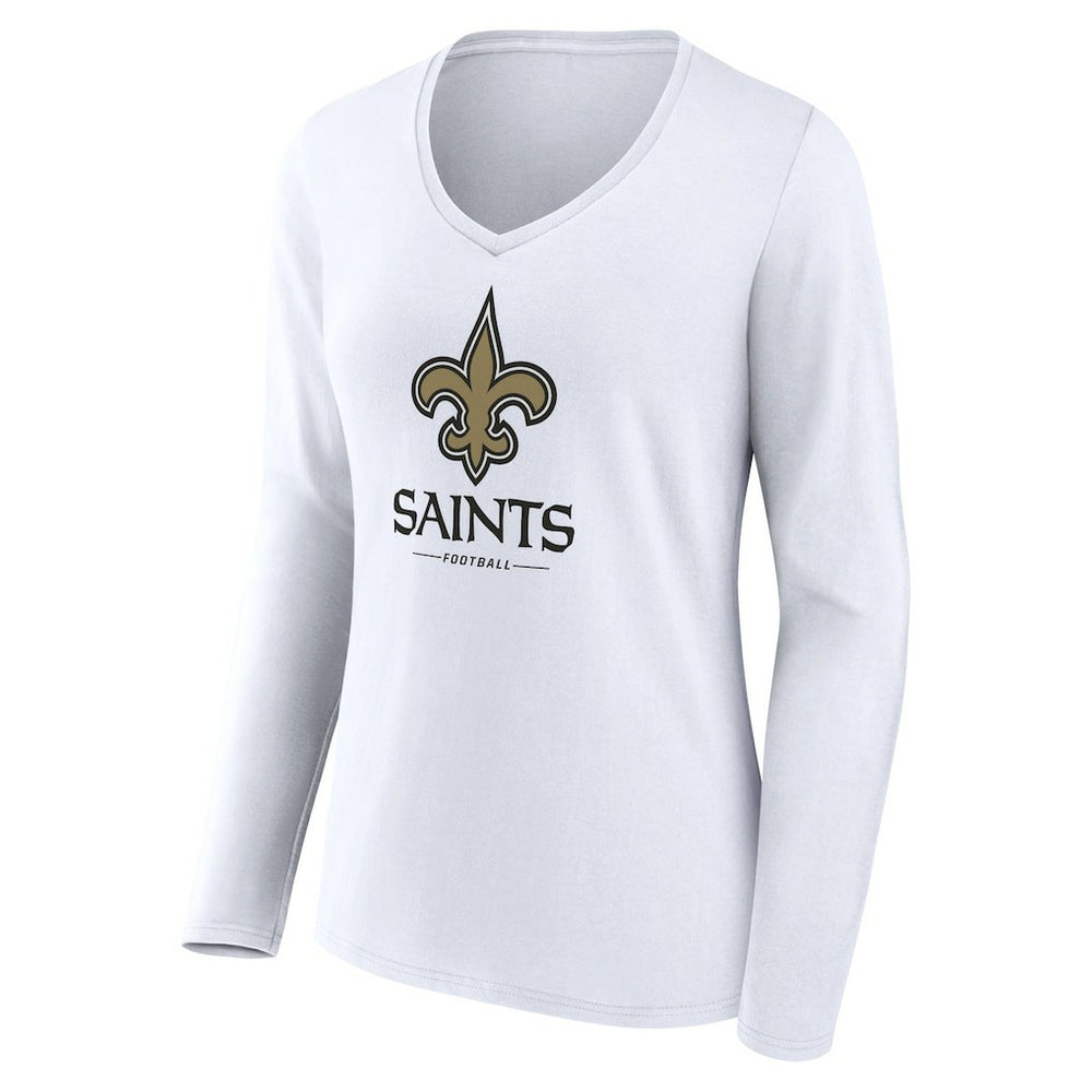 Women's Logo Team Lockup Long Sleeve V-Neck T-Shirt - New Orleans Saints