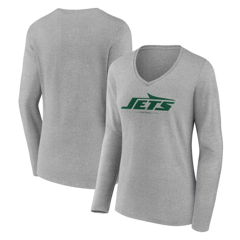 Women's Logo Team Lockup Long Sleeve V-Neck T-Shirt - New York Jets