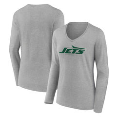 Women's Logo Team Lockup Long Sleeve V-Neck T-Shirt - New York Jets