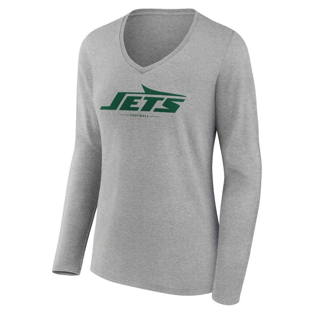 Women's Logo Team Lockup Long Sleeve V-Neck T-Shirt - New York Jets