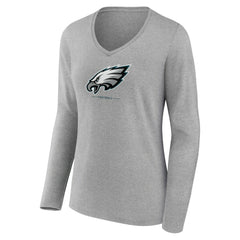 Women's Logo Team Lockup Long Sleeve V-Neck T-Shirt - Philadelphia Eagles