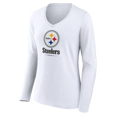 Women's Logo Team Lockup Long Sleeve V-Neck T-Shirt - Pittsburgh Steelers
