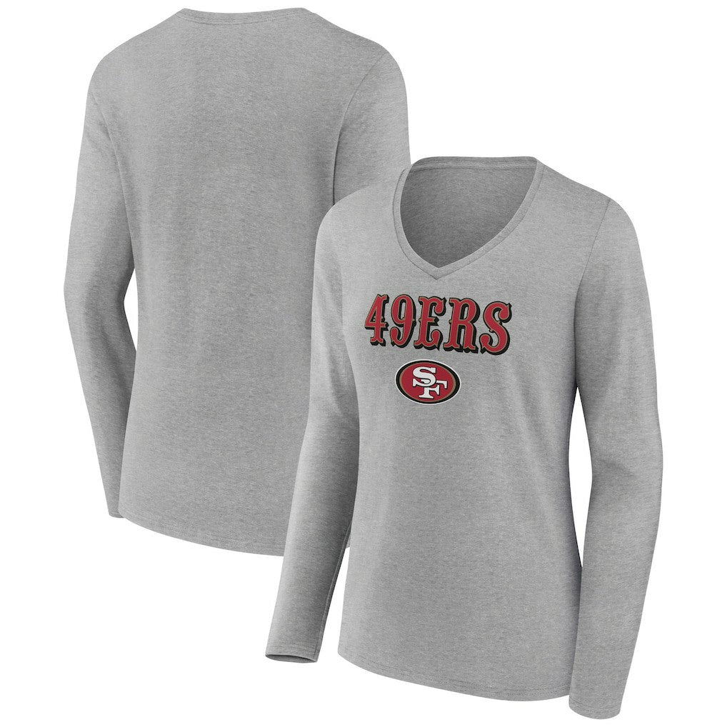 Women's Logo Team Lockup Long Sleeve V-Neck T-Shirt - San Francisco 49ers