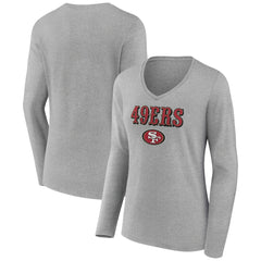 Women's Logo Team Lockup Long Sleeve V-Neck T-Shirt - San Francisco 49ers
