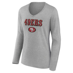 Women's Logo Team Lockup Long Sleeve V-Neck T-Shirt - San Francisco 49ers
