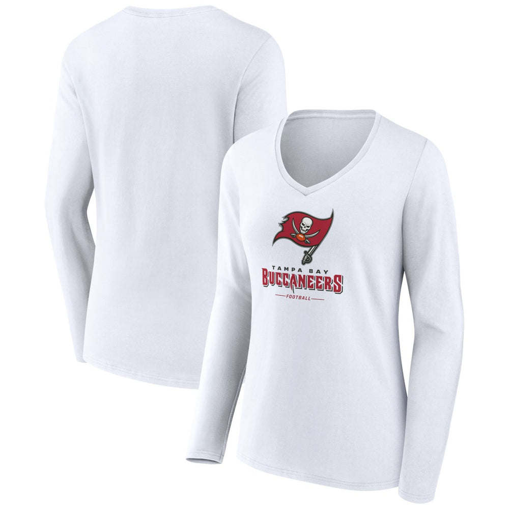 Women's Logo Team Lockup Long Sleeve V-Neck T-Shirt - Tampa Bay Buccaneers
