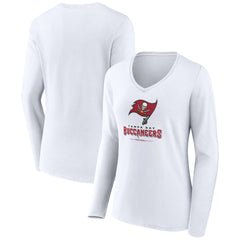 Women's Logo Team Lockup Long Sleeve V-Neck T-Shirt - Tampa Bay Buccaneers