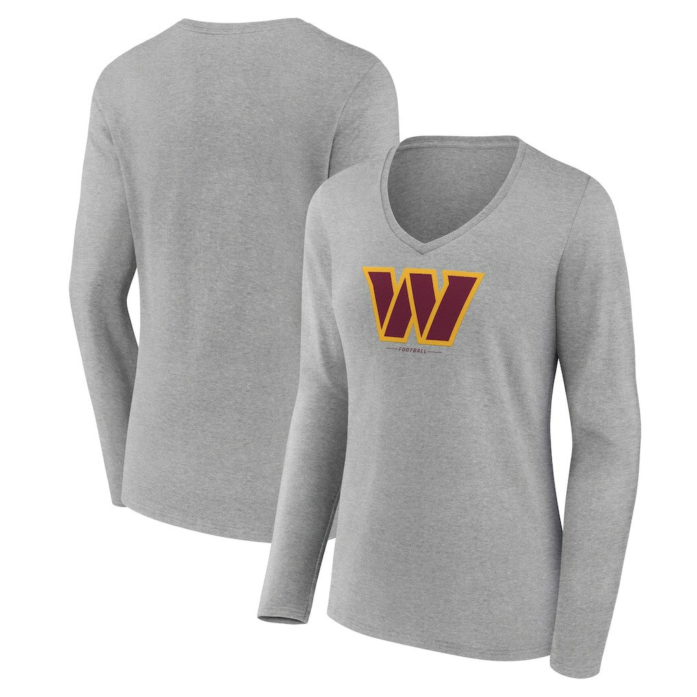 Women's Logo Team Lockup Long Sleeve V-Neck T-Shirt - Washington Commanders