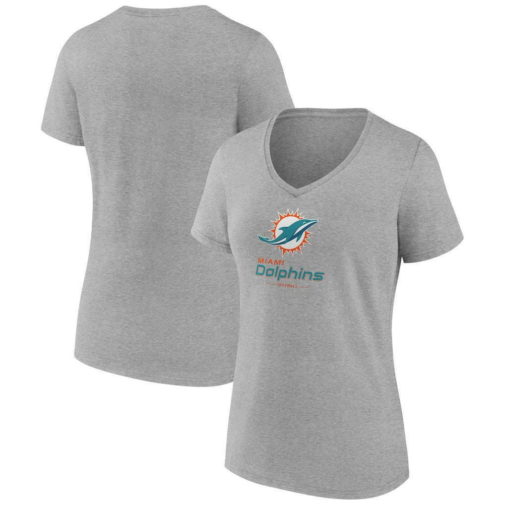Women's Logo Team Lockup V-Neck T-Shirt - Miami Dolphins