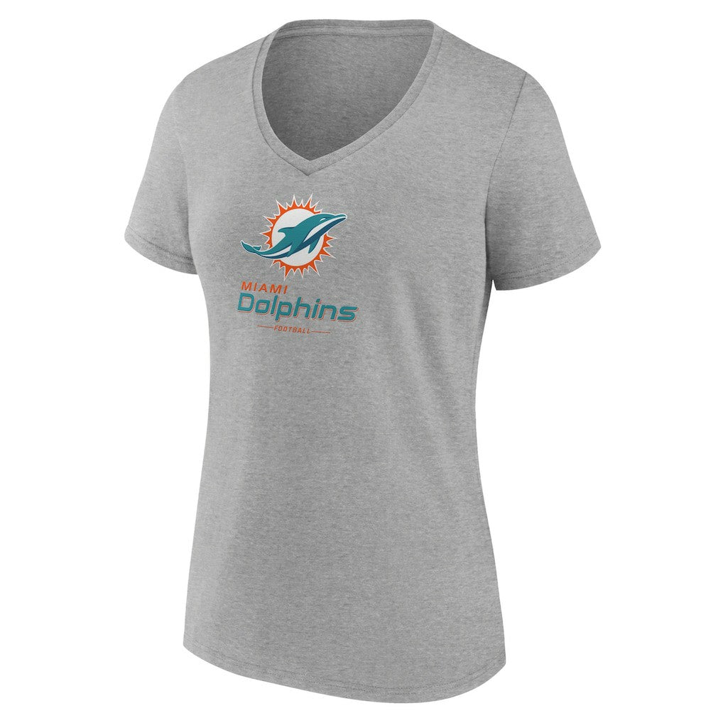 Women's Logo Team Lockup V-Neck T-Shirt - Miami Dolphins