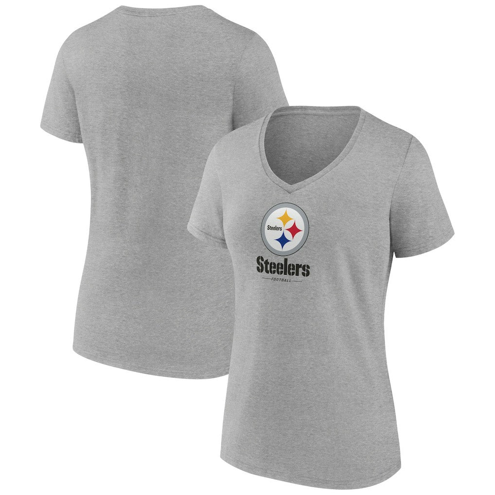 Women's Logo Team Lockup V-Neck T-Shirt - Pittsburgh Steelers
