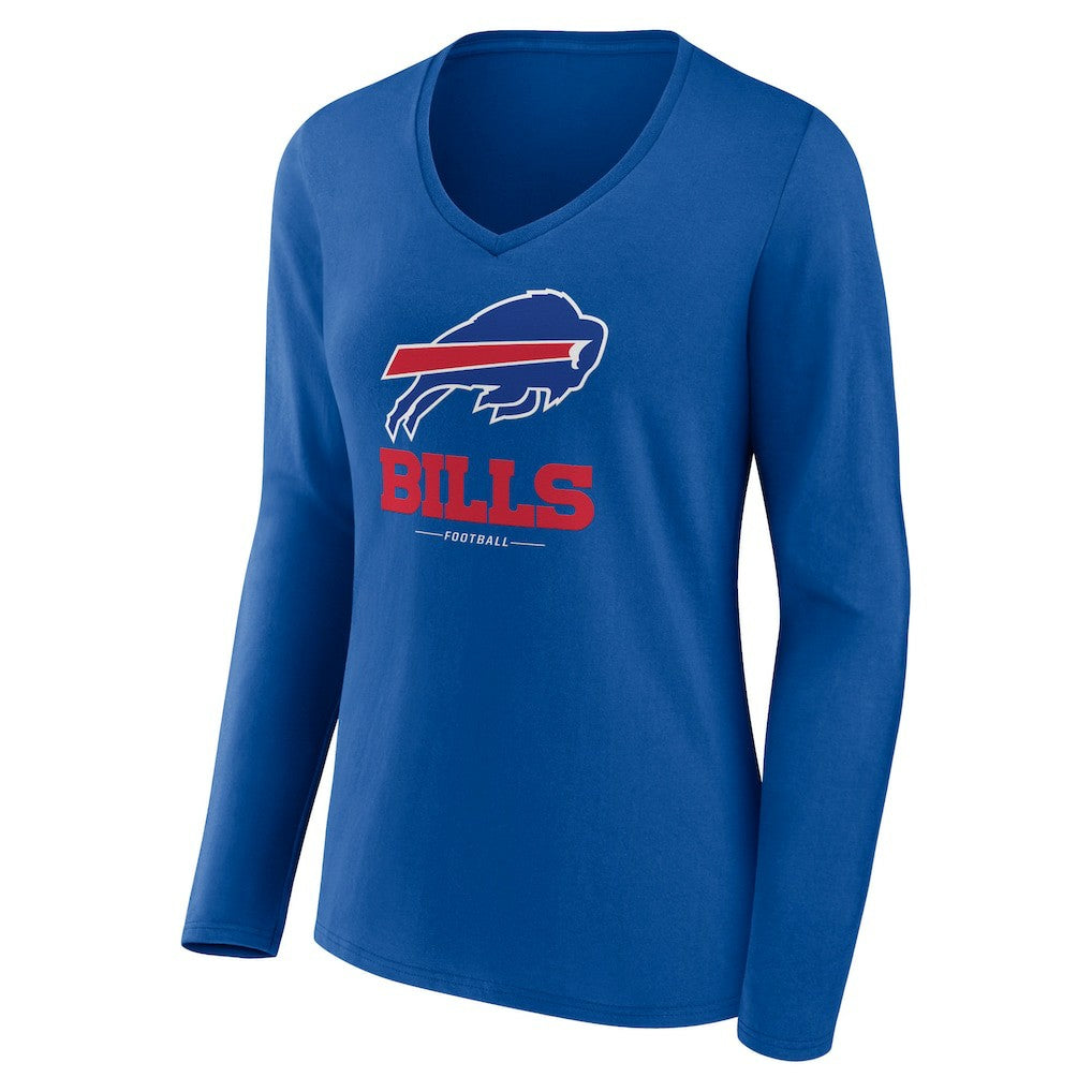 Women's Logo Team Lockup Long Sleeve V-Neck T-Shirt - Buffalo Bills