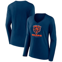 Women's Logo Team Lockup Long Sleeve V-Neck T-Shirt - Chicago Bears