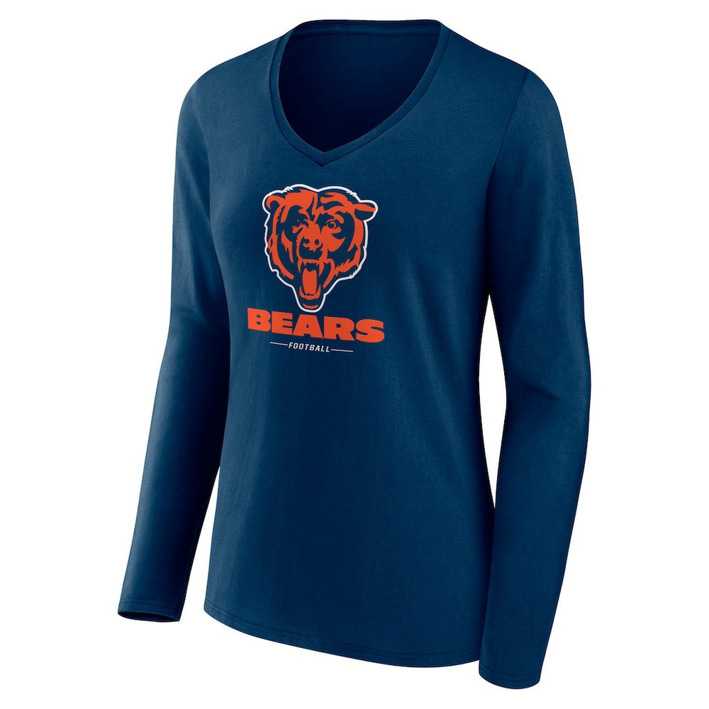 Women's Logo Team Lockup Long Sleeve V-Neck T-Shirt - Chicago Bears