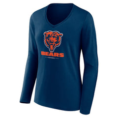 Women's Logo Team Lockup Long Sleeve V-Neck T-Shirt - Chicago Bears