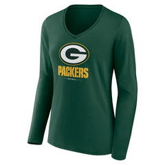 Women's Logo Team Lockup Long Sleeve V-Neck T-Shirt - Green Bay Packers