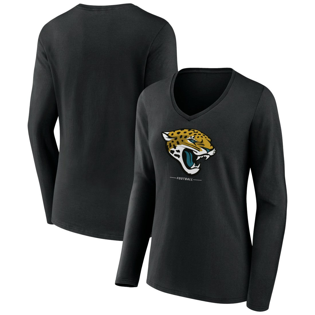 Women's Logo Team Lockup Long Sleeve V-Neck T-Shirt - Jacksonville Jaguars
