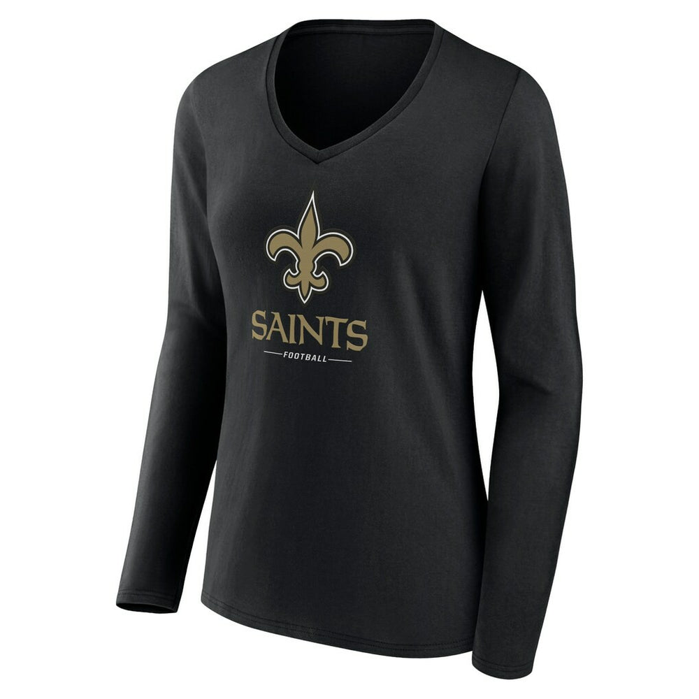 Women's Logo Team Lockup Long Sleeve V-Neck T-Shirt - New Orleans Saints
