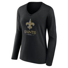 Women's Logo Team Lockup Long Sleeve V-Neck T-Shirt - New Orleans Saints