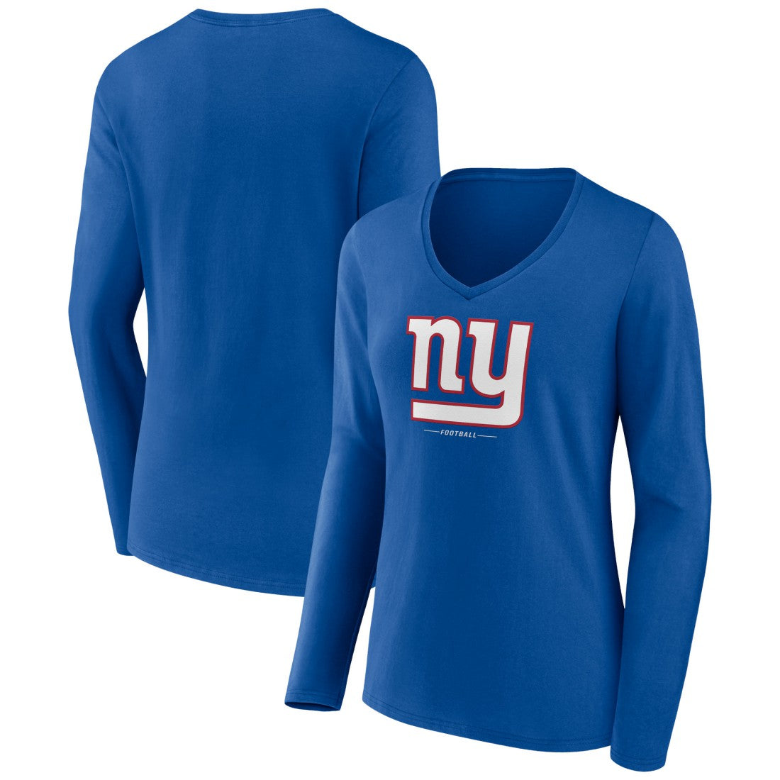 Women's Logo Team Lockup Long Sleeve V-Neck T-Shirt - New York Giants