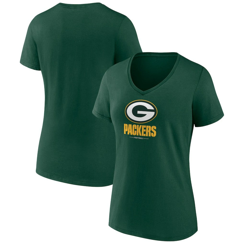 Women's Logo Team Lockup V-Neck T-Shirt - Green Bay Packers