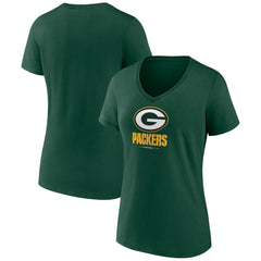 Women's Logo Team Lockup V-Neck T-Shirt - Green Bay Packers