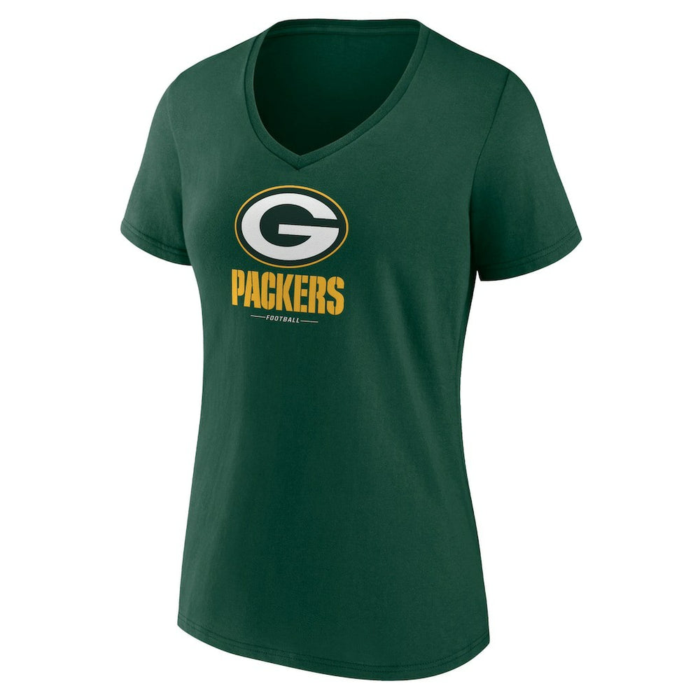 Women's Logo Team Lockup V-Neck T-Shirt - Green Bay Packers