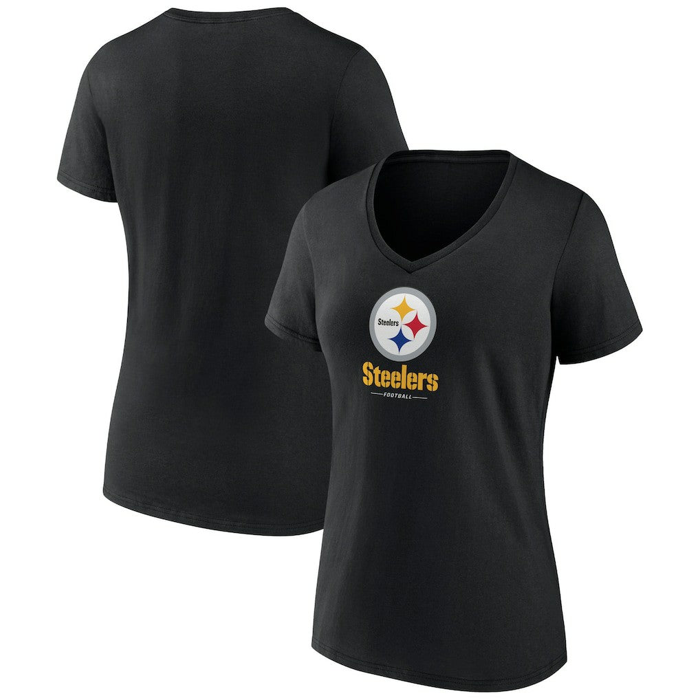 Women's Logo Team Lockup V-Neck T-Shirt - Pittsburgh Steelers